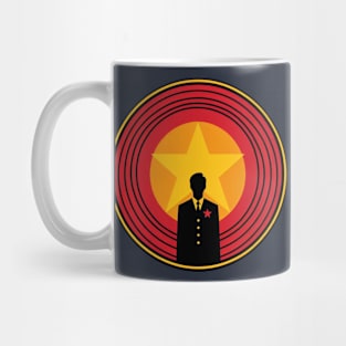 silhouette of a man in front of a star background Mug